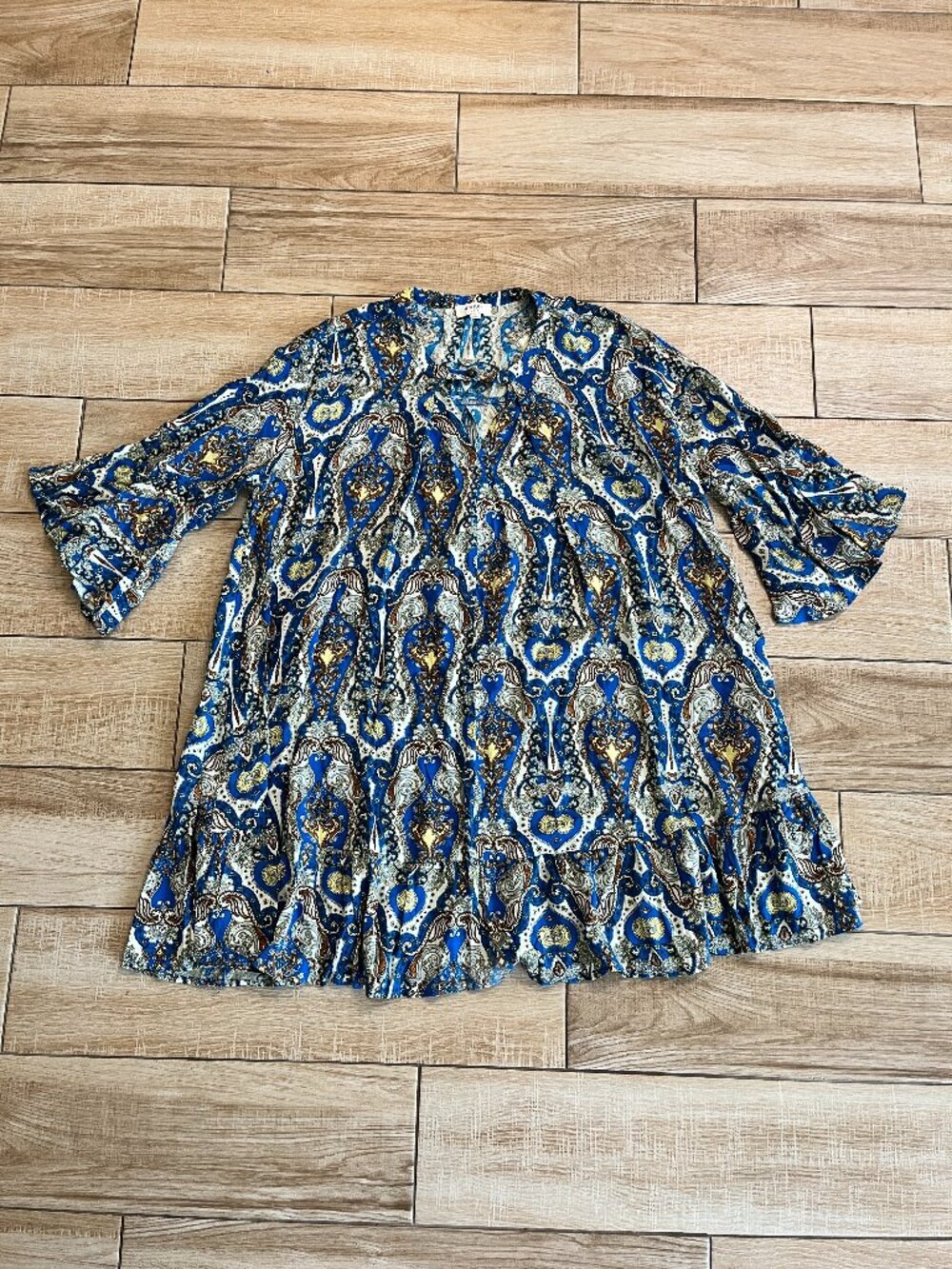 Womens umgee Blue Multicolor Printed Mini Dress - S